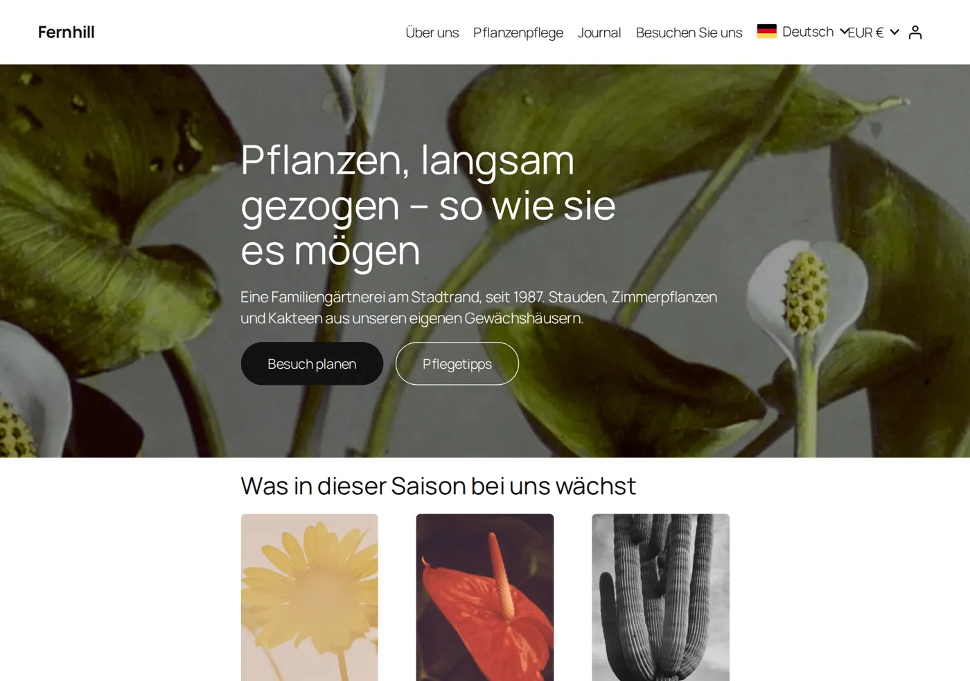 The same page in German, with the language switcher.